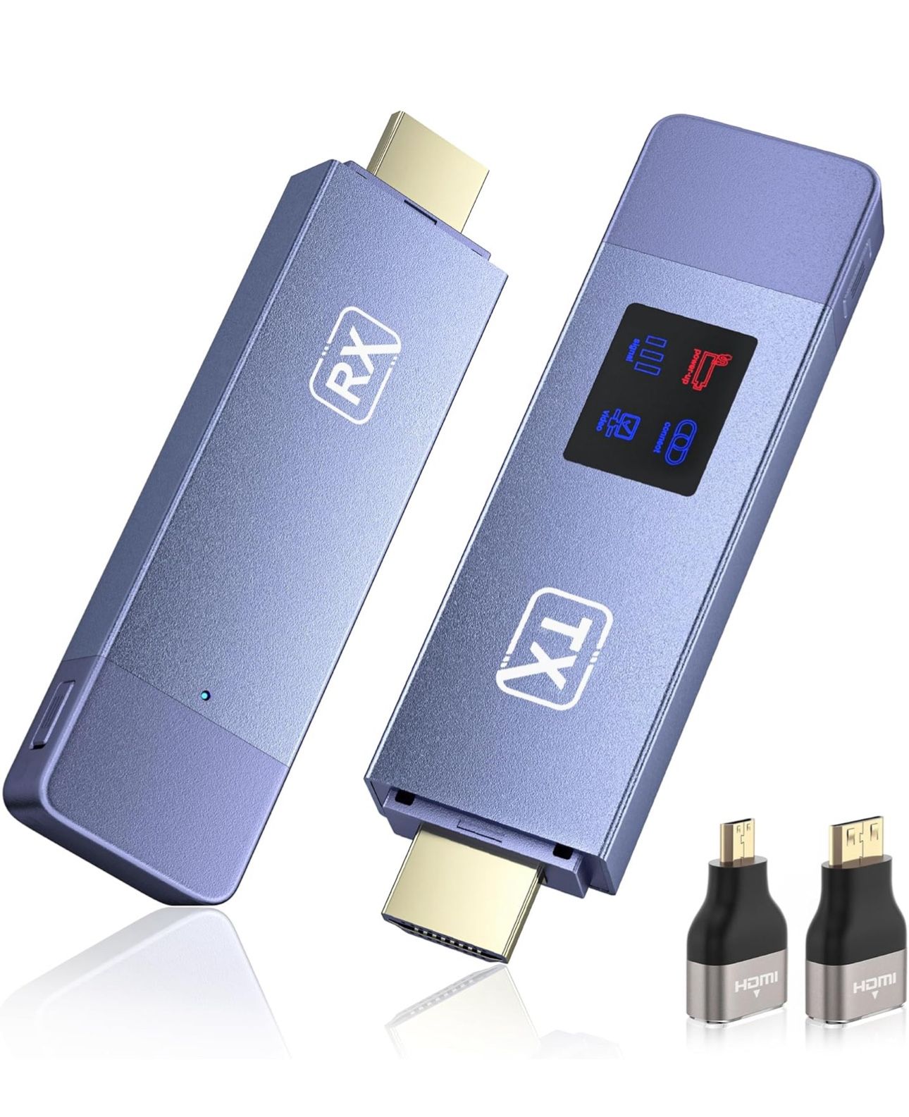 Wireless HDMI Transmitter and Receiver, Plug and Play Portable 2.4G/5G Wireless HDMI Extender Kit, 4K Decode 1080P HD Output for Video and Audio Strea