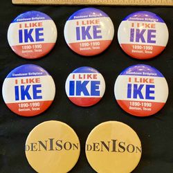 Collectible: I Like Ike And Denison, Texas Promotional Pins