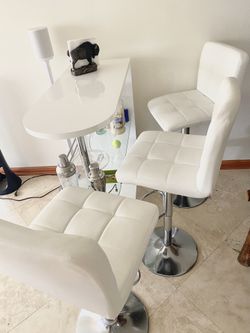 Bar Liquor , Hanger For 6 Wine Glasses And  3 Stools 