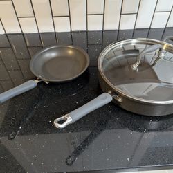 Pampered chef used 12.5" deep sautee pan and  8.5" fry pan