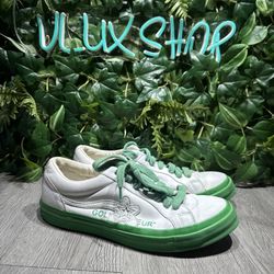 Converse x Golf Le Fleur Shoes Mens Sz 10.5 White Green Leather Casual Sneakers