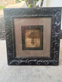 Framed Jeweled Cross Shadow Box Wall Art