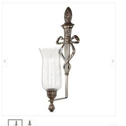 New! 22" Pineapple Candle wall sconce. Metal with handblown hurricane glass.

