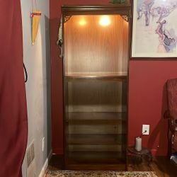 Vintage Wooden Bookshelf 4 Tiers With Lights
