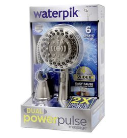 Waterpik dual power pulse massage shower head-brused nickel 2