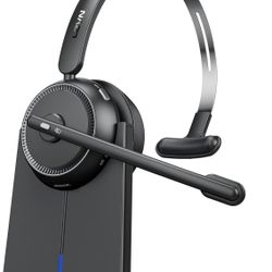 Wireless Headset 5.2, Wireless Headset with Mic for Work with(Noise Cancelling),Bluetooth Headphones for Work from Home/Office/PC/Computer/Center(Blac