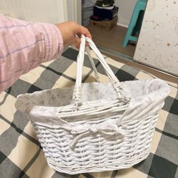 Wicker Basket With Bunny Cover Good Store For Kids 