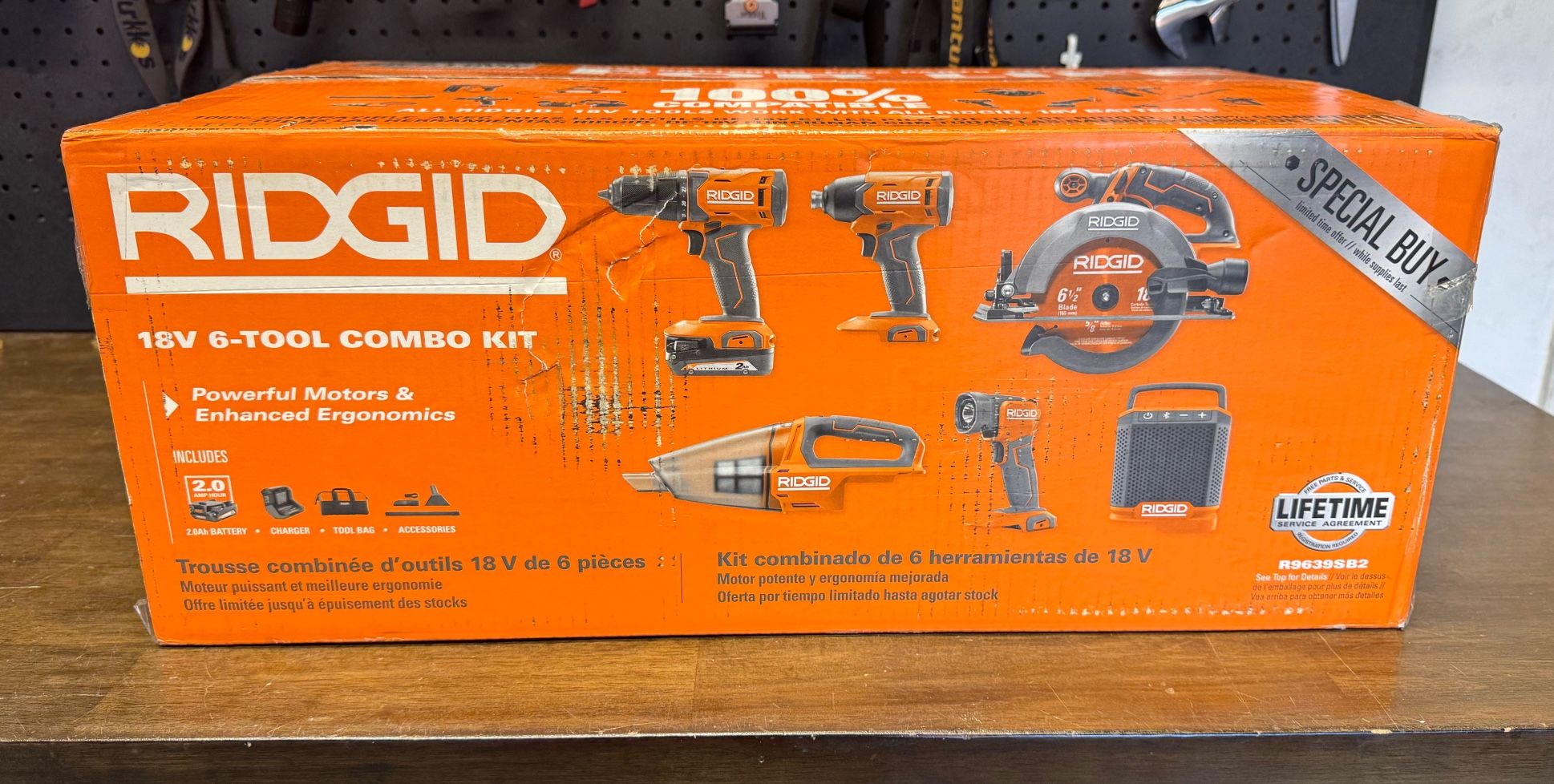 RIDGID 18V Cordless 6-Tool Combo Kit with 2.0 Ah Battery, Charger, and Tool Bag