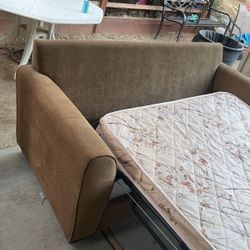 Couch brown turn to bed