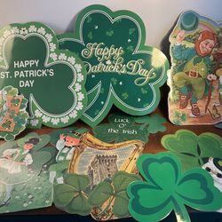 Vintage lot of St. Patrick’s Day Die Cuts - mostly laminated quantity 15