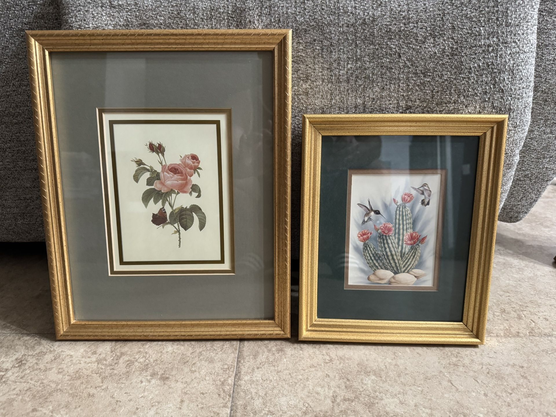 Framed and Matted Cactus and Flower Pictures