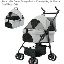 Pet Stroller, 3-in-1 Folding Dog Stroller for  S-M Dogs And Cats