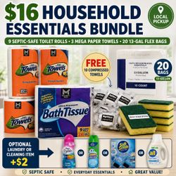 Household Essentials Bundle – Toilet Paper, Towels & More
