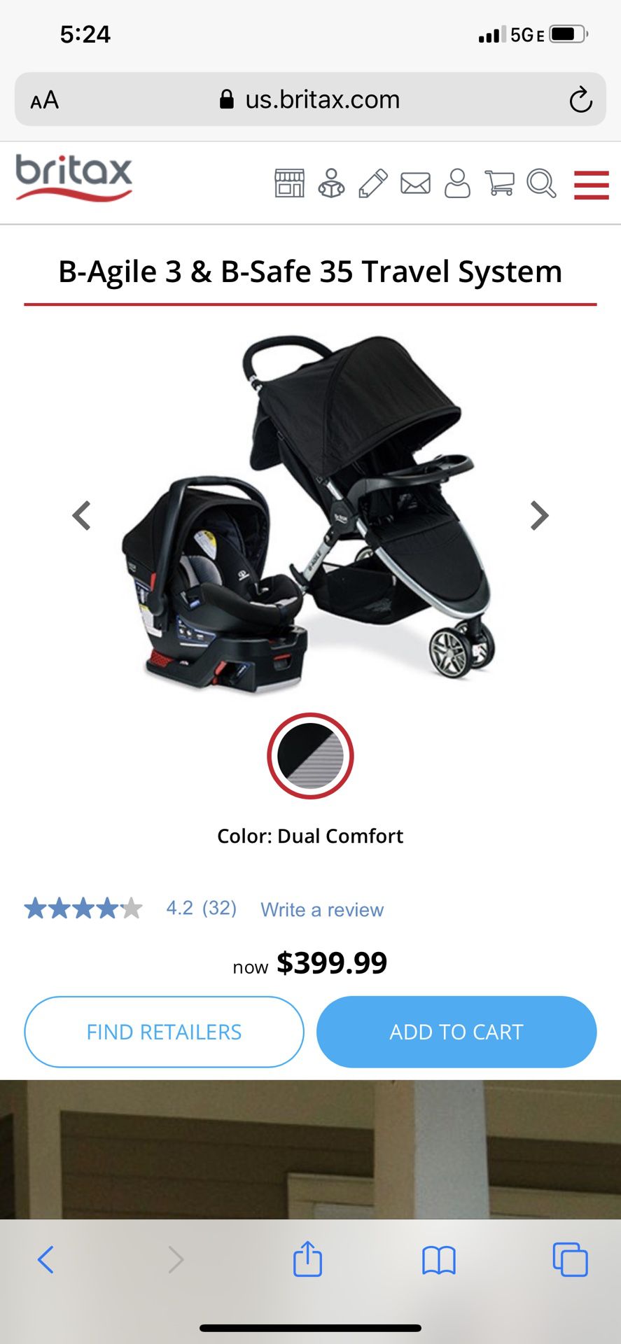 Britax travel system (stroller, base and car seat)