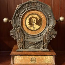 Vintage Antique Penny Arcade 1c Coin Op Shock Machine * Works!