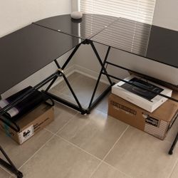 L shaped glass desk $50 OBO
