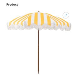 6.5FT Outdoor Patio Umbrella with Fringe, Boho Beach Umbrella | UV Protection | Tilt & Adjustable Height | Portable 2- Pole | for Pool, Garden, Party 