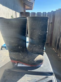Black Rubber Rain/ Work Boots Red Sole