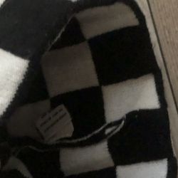 black & white checkered beanie