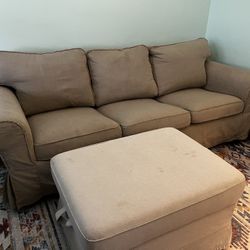 Beige IKEA Ektorp Couch + Ottoman