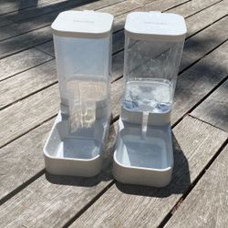 Gravity, pet food, and water dispenser