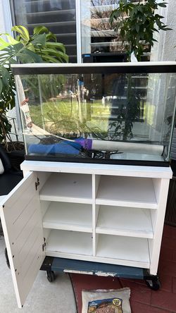 30 gal Fish tank with white cabinet