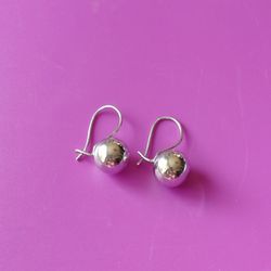 925 Sterling Silver Plain Ball Dangle Drop Earrings 