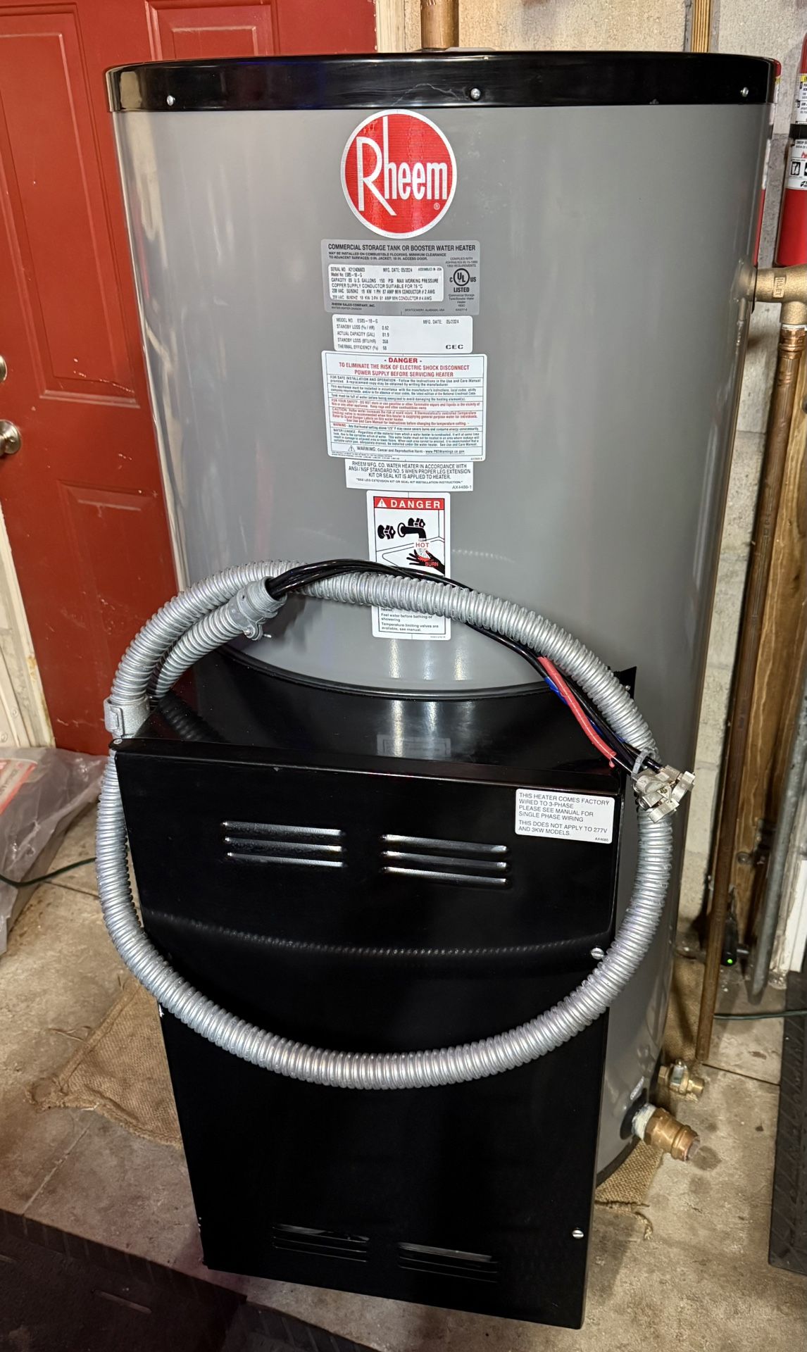Commercial Water Heater Rheem 85 Gallon 18kw