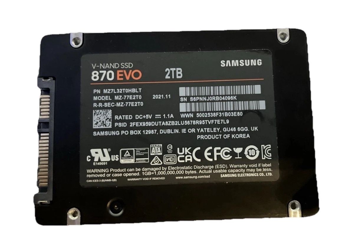 Samsung V-NAND SSD 870 EVO MZ-77E2T0 2TB 2.5" SATA Solid State Drive - HD216