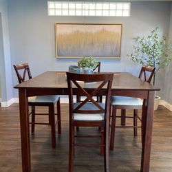 Expandable Dining Table With Set Of 4 High Chair 