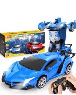 Transform Remote Control Car Toys for Boys 4-6, Drift RC Car Blue Transform Cars, Gift for Boy Ages 4-12 Years Old, One-Button Transforming, 360° Rota
