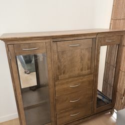Cabinet With Built In Bar and 6 Glass Shelves