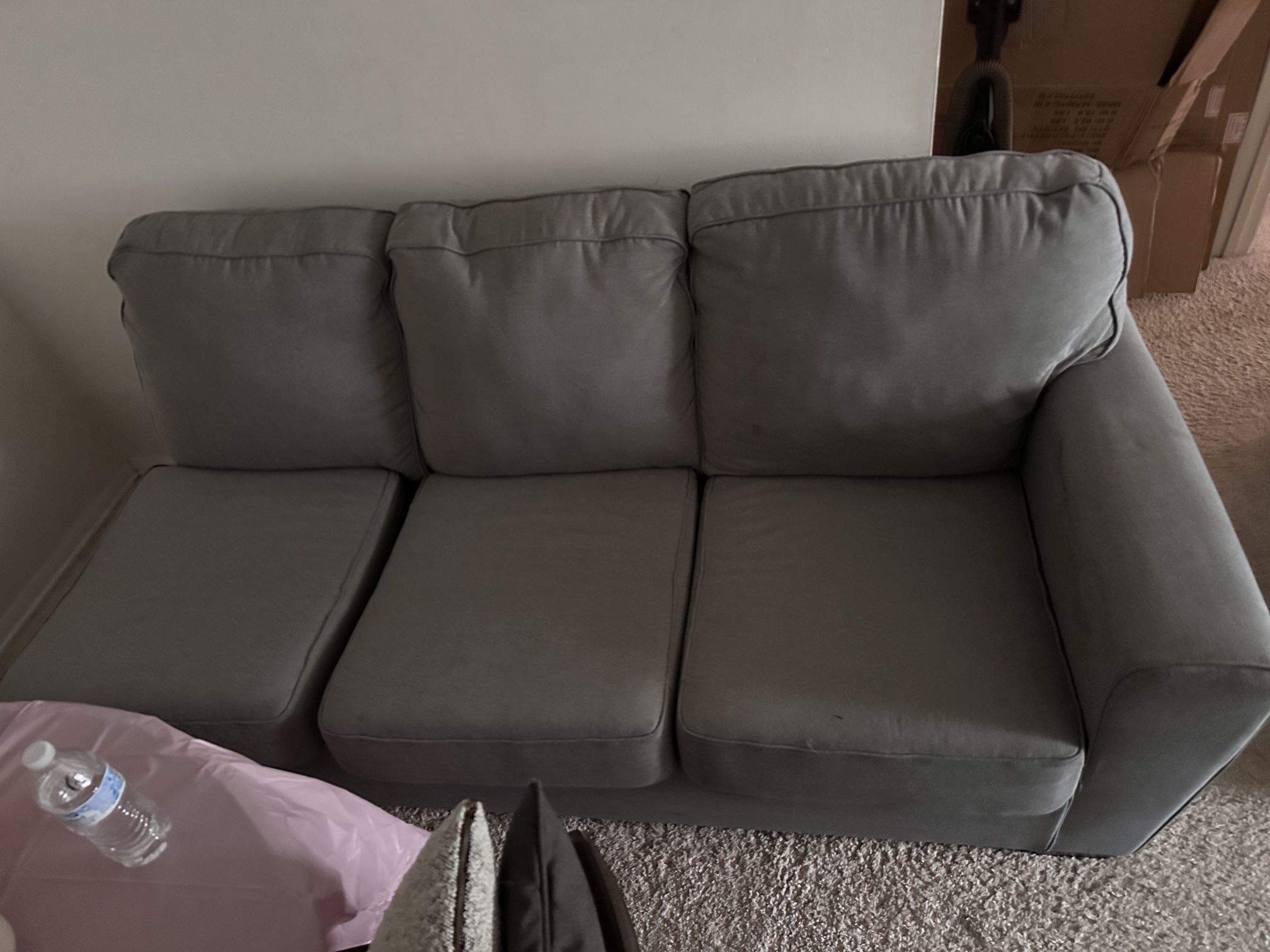 Grey Fabric 125" 2 Piece L-Shaped Sectional with Right Arm Facing