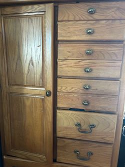 Wood Armoire with Drawers and Cabinet Door