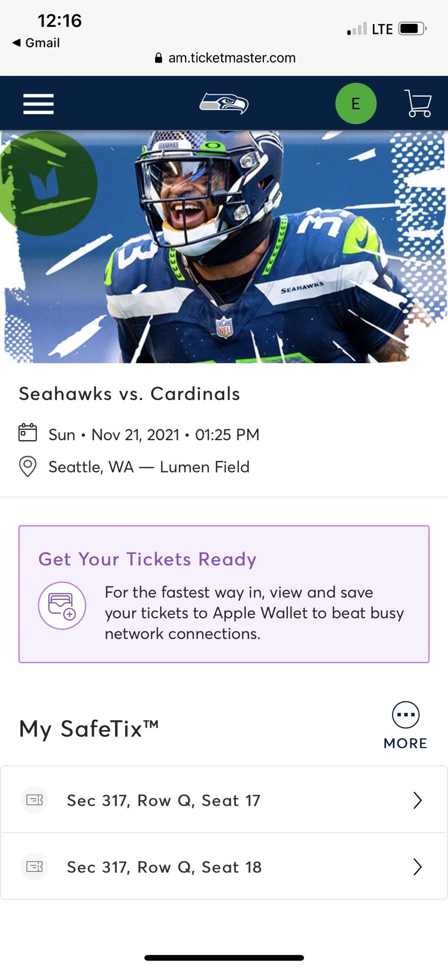 Seahawks Vs Cardinals Nov 21