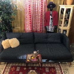 Almost New! Dark Blue Modern Dakota Sofa, Had 5 Legs For Extra Support