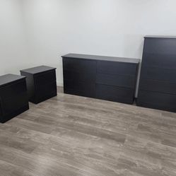 DRESSER , CHEST AND TWO NIGHSTANDS
