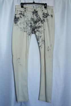 Guess Los Angeles Marbled Skinny Jeans 34 Cream Grey