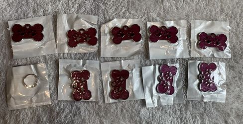 Dog Tags Stainless Steel Burgundy 10pcs