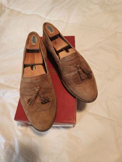 Bally gold suede tassel slip-ons