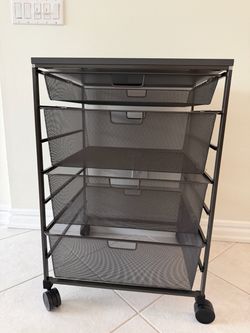 Elfa Wide Mesh Drawer Cart with Top & Casters - Graphite
