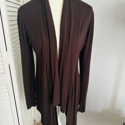 Brown long sleeve cardigan with open front