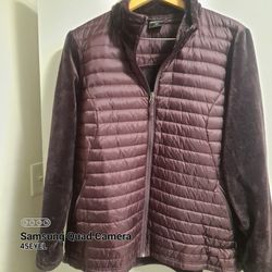 BURGUNDY PUFFER FLEECE JACKET-XXL
