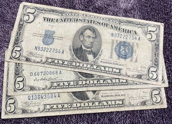 1934-c Blue Seal 5 Dollar