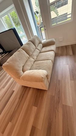 Tan Corduroy 3-Seat Sofa