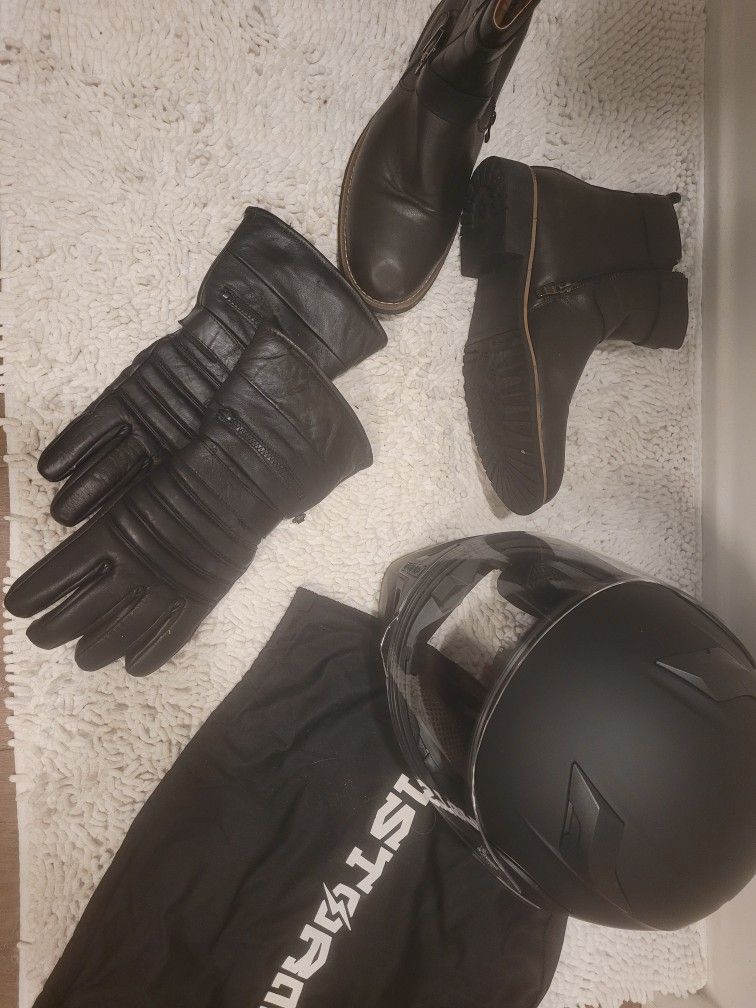 Motorcycle Helmet, Boots, Gloves
