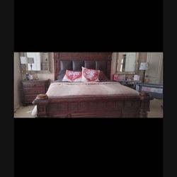 Bed Room Set Heavy Wood And Marble Tops