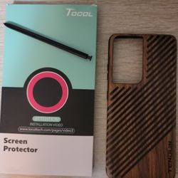 Galaxy S21 Ultra 5G case, s pen, and screen protector