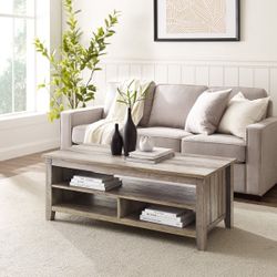 Walker Edison 48" Groove
Coastal Grooved Panel Coffee
Table with Lower Shelf, Grey
Wash