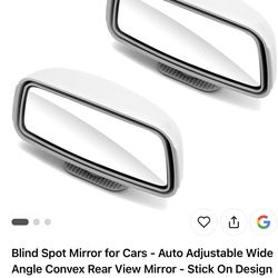 Blind Spot Mirror for Cars - Auto Adjustable Wide Angle Convex Rear View Mirror - Stick On Design (White-2 Pack)